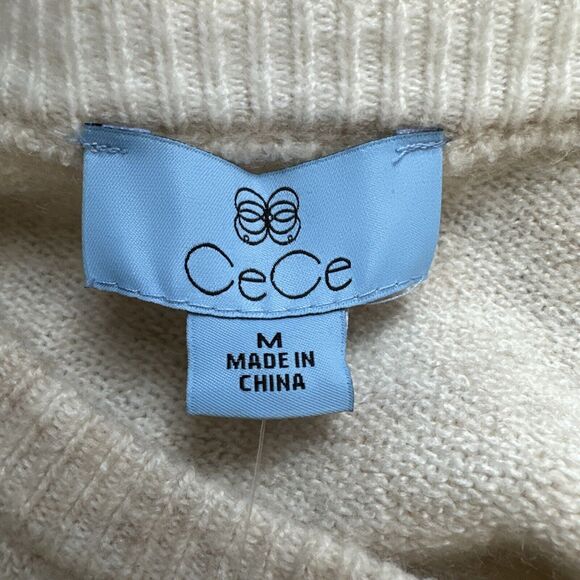 NWT CeCe SKI Motif Crew Neck Sweater Size M Ivory Gray W/ Headband Apres Lodge - Picture 7 of 8